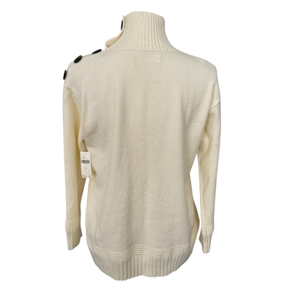 NWT Anthropologie Cream Turtleneck Sweater with Button Detail - Picture 4 of 8